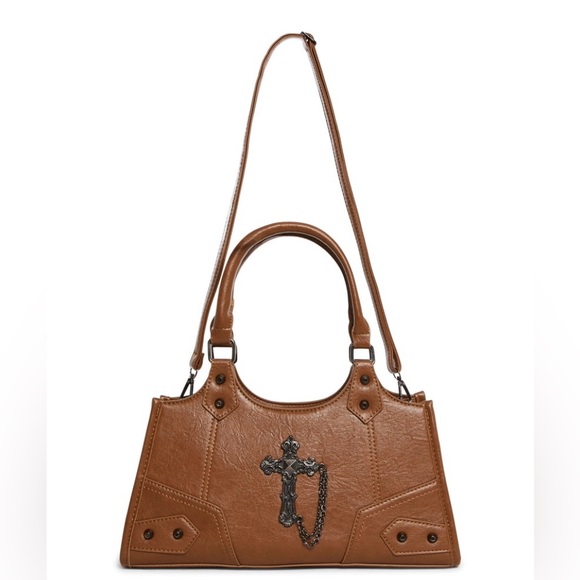 🏷️ BNWT Killstar Brown Tote with Cross Detail